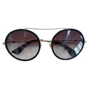 Gucci Black and Gold Vintage-Inspired Sunglasses